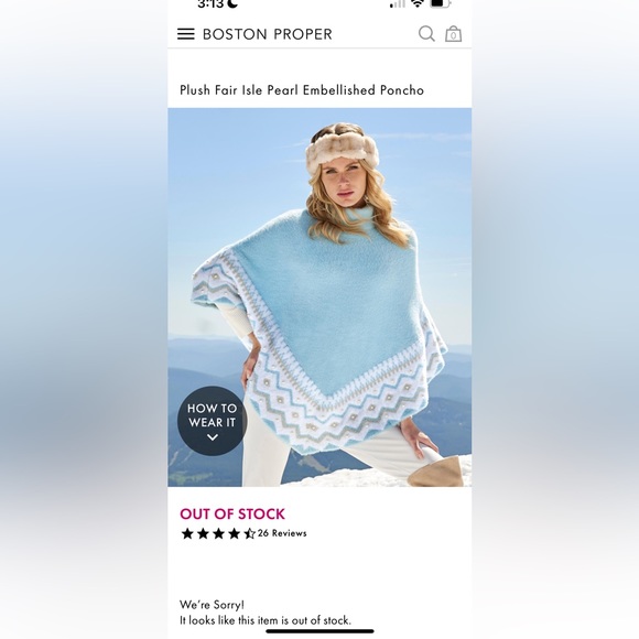 💕New Listing💕Boston proper Plush Fair Isle Pearl Embellished Poncho new XS - Picture 5 of 7